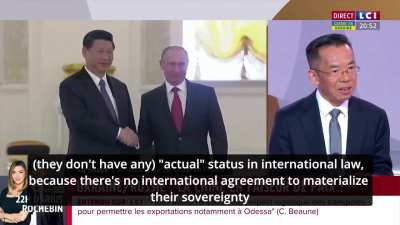 China's ambassador to France (Lu Shaye) unabashedly asserts that the former Soviet republics have &laquo; no effective status in international law &raquo; as &laquo; sovereign states &raquo; ; denies the very existence of countries like Ukraine, Lithuania, Estonia, Kazakhstan, e