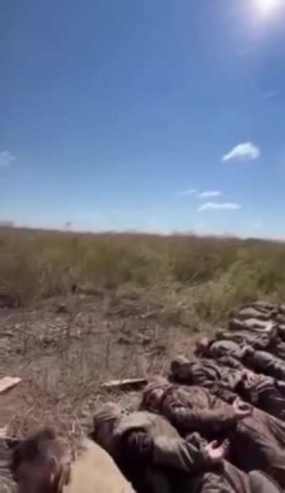 The moment when 102 russians were captured in Kursk oblast.