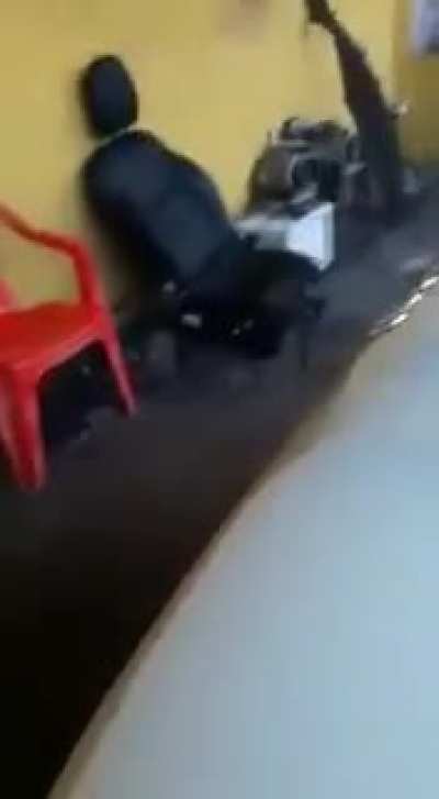 Man sits on car chair with exploding air bag