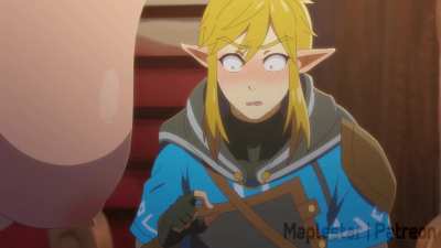 Link tries to "help" Purah with her invention (Maplestar) [Zelda: Tears of the Kingdom]