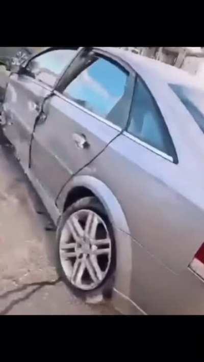 I bet she crashed trying to shove her sticker to some guy.