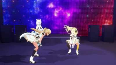 "Go back I want to be monke" Flare and Watame propably