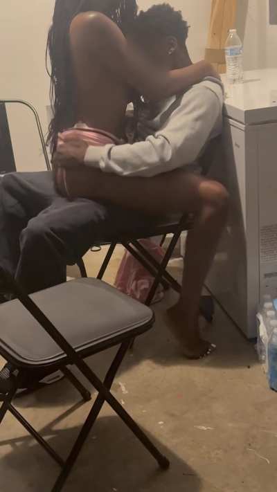 We were smoking in the garage and my husband left to check on the kids. When he came back, I was riding his friend.