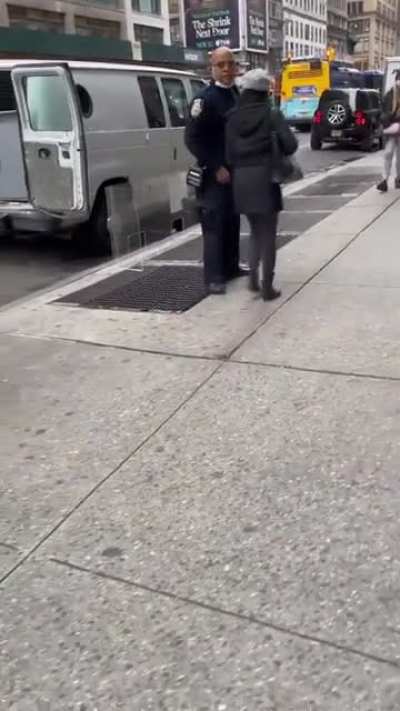 Racist black guy harasses an Asian-American woman, while a cop doesn't do shit about it