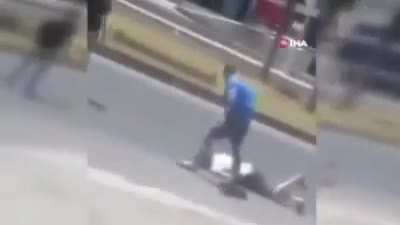Wrestler in a traffic fight