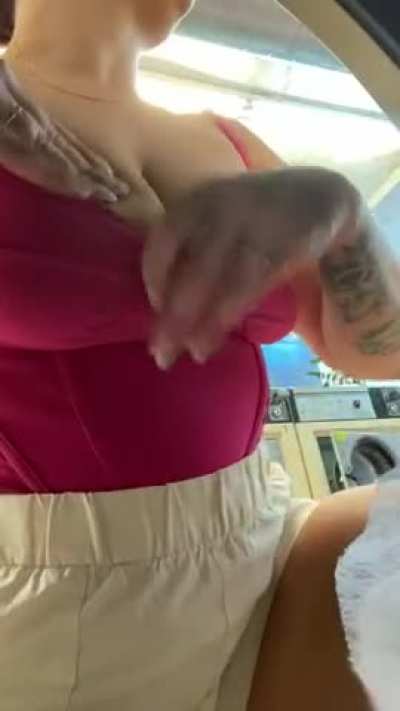 At the laundromat :)
