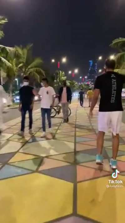 Throwing a basketball at randoms in Jeddah Saudi Arabia.