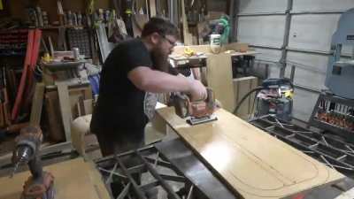 Time lapse of my layered, patterned, kerf bent, plywood tv stand