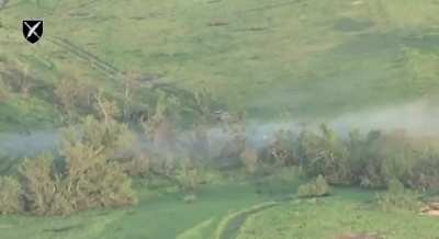 Russian tank trying to maneuver to avoid a targeted hit, gets blown up with a spectacular shockwave