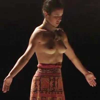 Portuguese performer Maria Fonseca topless on stage