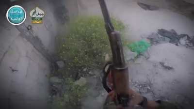 An edit of two video released by Jabhat al-Nuṣrah of the storming of Musaybeen [Syria] (May, 2015)