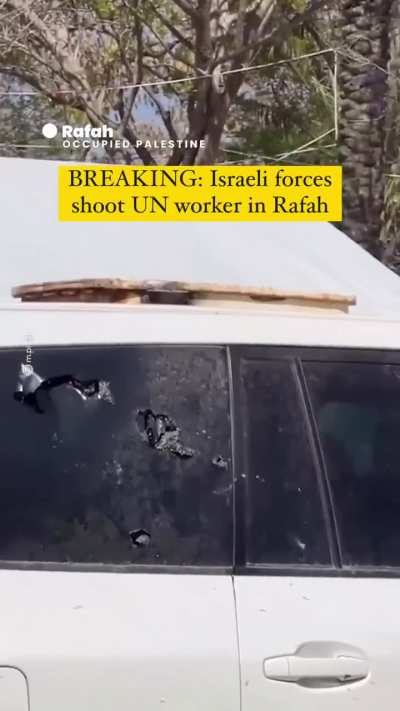 IOF targeted a UN vehicle east of Rafah with gunfire, killing one staff member and seriously injuring another.