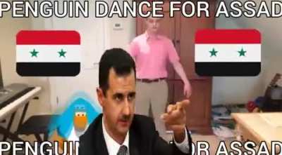 PENGUIN DANCES FOR THE GLORY OF ASSAD AND SYRIA