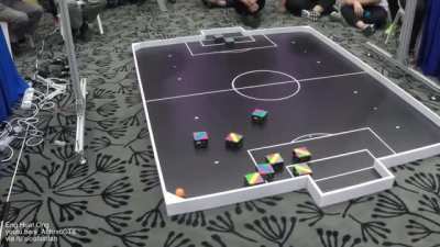 Teams of robots play 5-a-side football