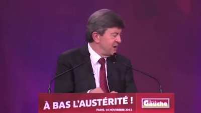 &Eacute;mouvant : M&eacute;lenchon, &agrave; la tribune, cite Trotski