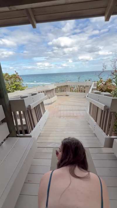Fucking on the boardwalk with an ocean view