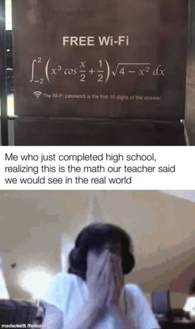 I can finally use my extensive knowledge of calc to get free WiFi for 30 min.