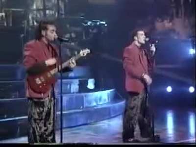 That one time *NSYNC posed as a rock band and played &acirc;That Thing You Do&acirc; at their 1999 concert.