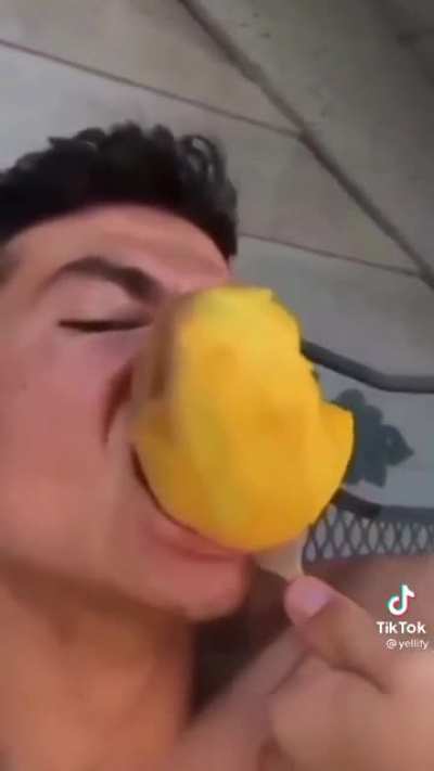 Mango on a fork