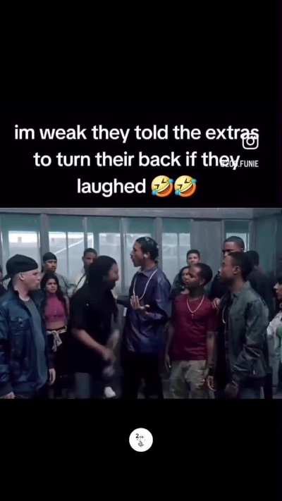 Extras told to turn away if they had to laugh😂