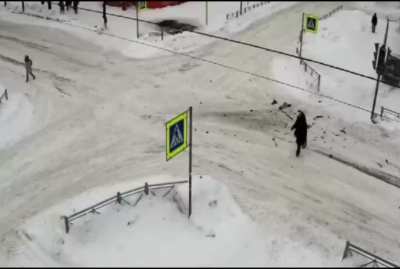 Most normal road situation in Eastern Europe and least steel-balled babu&scaron;ka