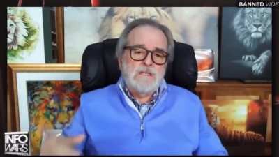 MAGA con man Alex Jones has another MAGA con man on his show who says: "I met Jesus in my bedroom, and Satan sent the globalist lawyers to sue Alex. This is a setup! Help Alex. Send him your money!"