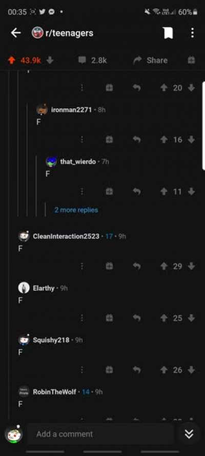 F in the chat