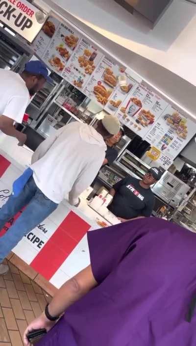 worker refuses to give a refund to a customer
