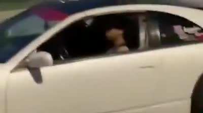 Guy in a 300ZX trys to do a burnout and blows his engine
