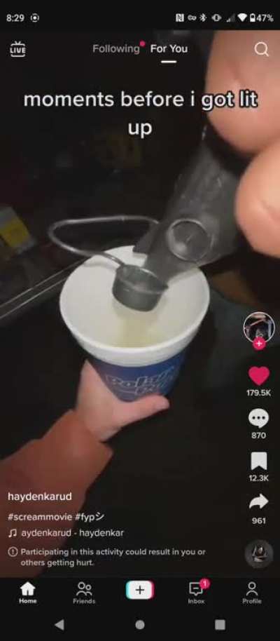gasoline in the double gulp cup