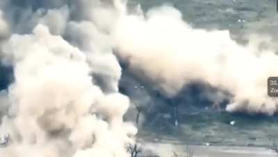 A Ukrainian FPV pilot blows up a Russian ammunition depot in a civilian house. Zaporizhzhia Oblast.