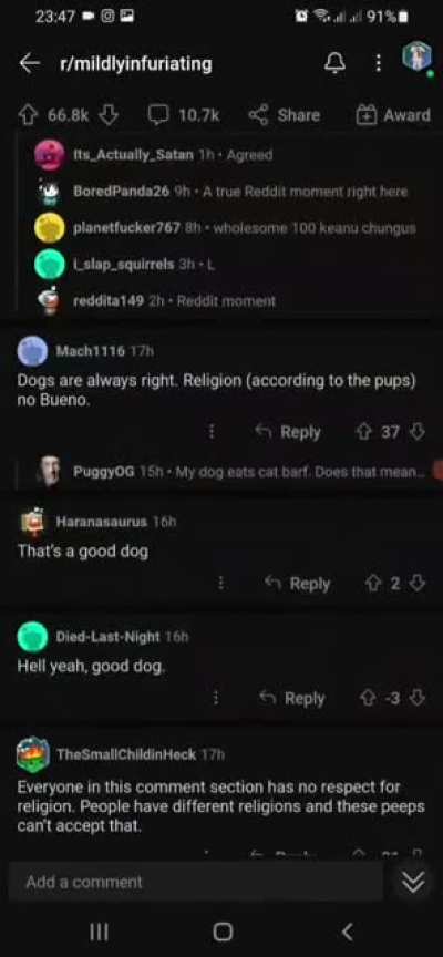 least controversial comment thread in reddit