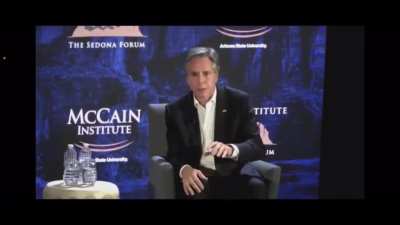 Anthony Blinken and Mitt Romney talk at the McCain Institute - Blinken says Israel&rsquo;s PR is failing because social media allows people a direct look at what&rsquo;s happening, shorn of the ability to mediate it. Romney then says yes, "that&rsquo;s why we moved to ban 