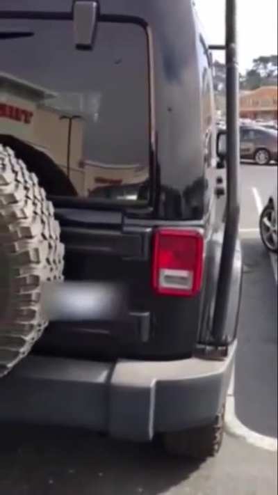 Lady blames someone else for her shitty parking job