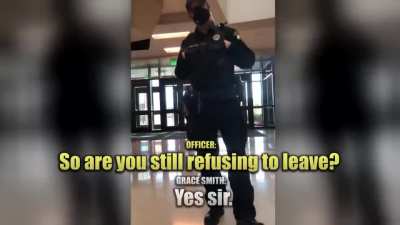 Purposefully getting arrested for trespassing but claiming it was a arrest for not wearing a mask.