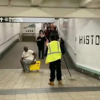 "He's shitting in your bucket!"
