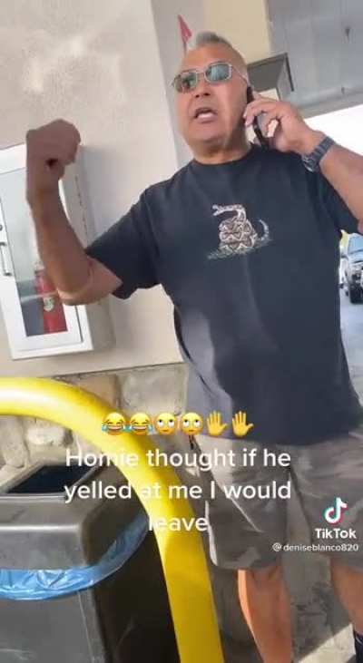 Male Karen loses it after he thought she cut at a Sam's Club Gas station