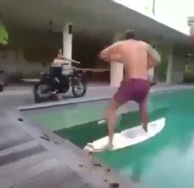 WCGW trying to surf at home.
