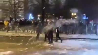 Russian Protesters Force Police To Retreat As A Hail Of Snowballs Stop Them In Their Tracks