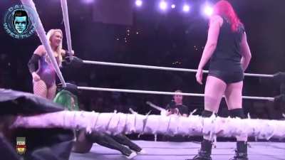 Saraya Knight abuses Shotzi Blackheart's crotch (in HD)