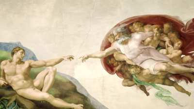 Transformei a obra de Michelangelo "A Cria&ccedil;&atilde;o de Ad&atilde;o" em uma pintura viva, e fiz um looping -Link para o Wallpaper Engine nos coment&aacute;rios pra quem se interessar :D