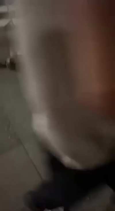 My brosef handling some crackhead harassing the crew on a night shift.