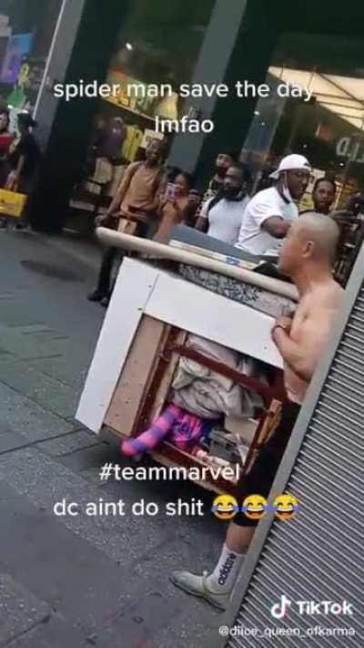 Spider-Man stops a fight in New York