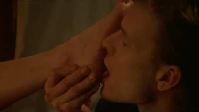 Sienna Guillory - foot worship scene in "The Principles Of Lust" 2003. 