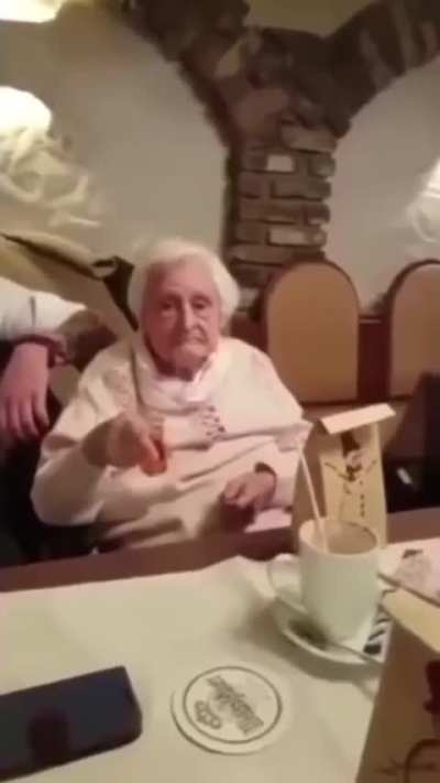 What grandma doing