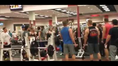 Gym fight over dumbbells