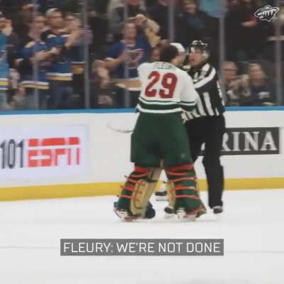 Fleury’s mic audio from last night attempted fight with Binnington.