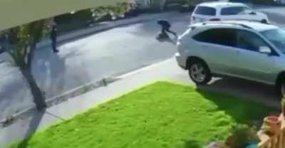 Kid Gets Bodyslammed After Pointing a Gun at a Man and Then Screams Like a Girl