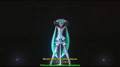 Hatsune Miku (a Japanese anime hologram) performs on stage 