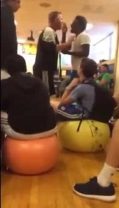 Gym teacher and student go at it